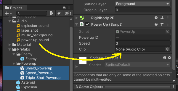 Drag and drop audio clip to play in the scene